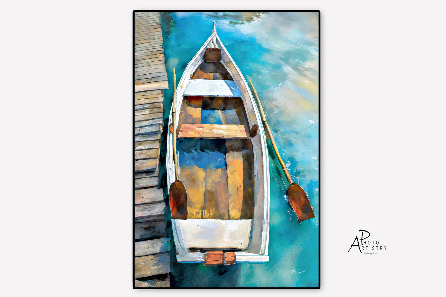Rustic Wooden Boat Painting Canvas Print, Coastal Wall Art Lake House Wall Art, Canoe, Lakehouse Decor Beach House, Cottage Art,